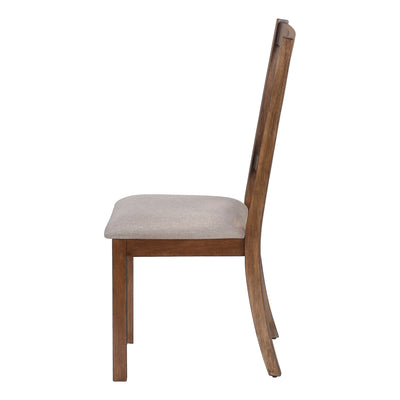 Chaise de salle à manger, lot de 2, côté, rembourrée, cuisine, salle à manger, tissu marron, cadre en bois de noyer, transitionnel