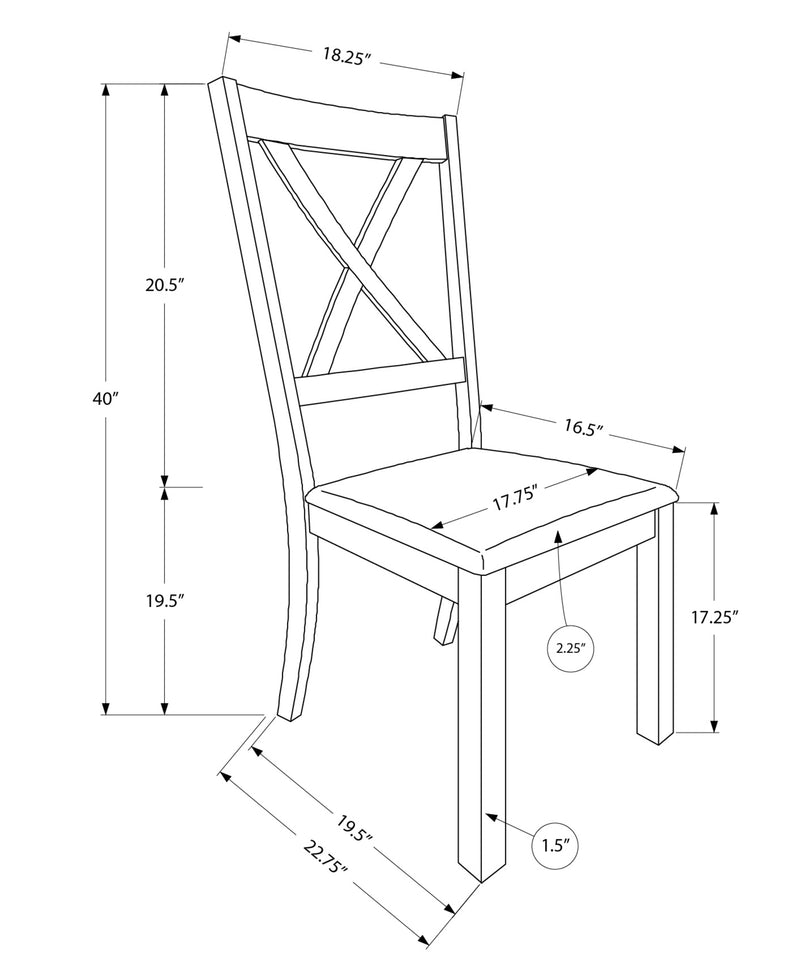 Chaise de salle à manger, lot de 2, côté, rembourrée, cuisine, salle à manger, tissu marron, cadre en bois de noyer, transitionnel