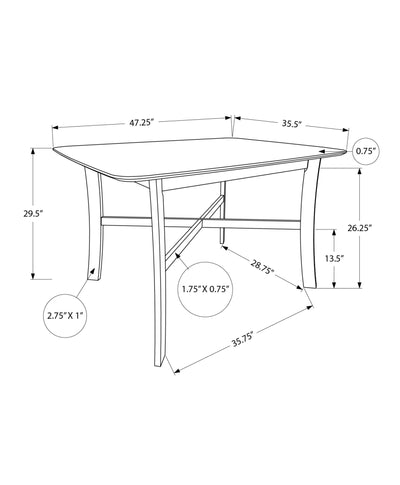 White Veneer Dining Table 48" Rectangular Small Kitchen Dining Room Wood Legs