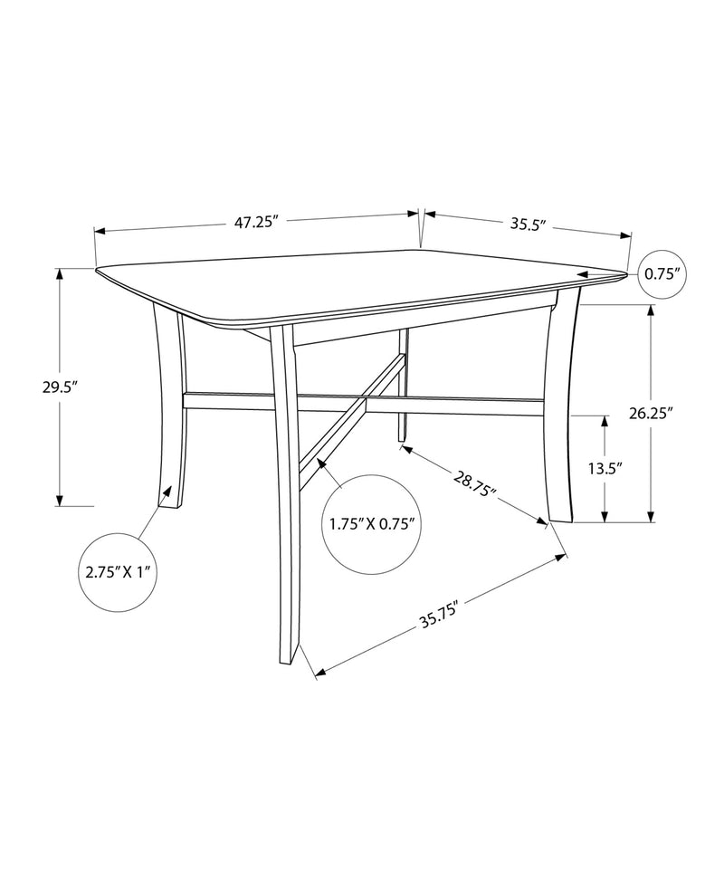 White Veneer Dining Table 48" Rectangular Small Kitchen Dining Room Wood Legs