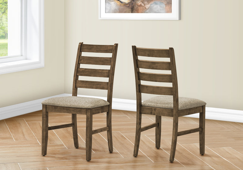 Set of 2 Upholstered Dining Chairs, Antique Brown, Transitional Style