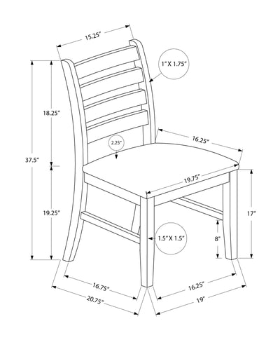 Lot de 2 chaises de salle à manger rembourrées, marron antique, style transitionnel