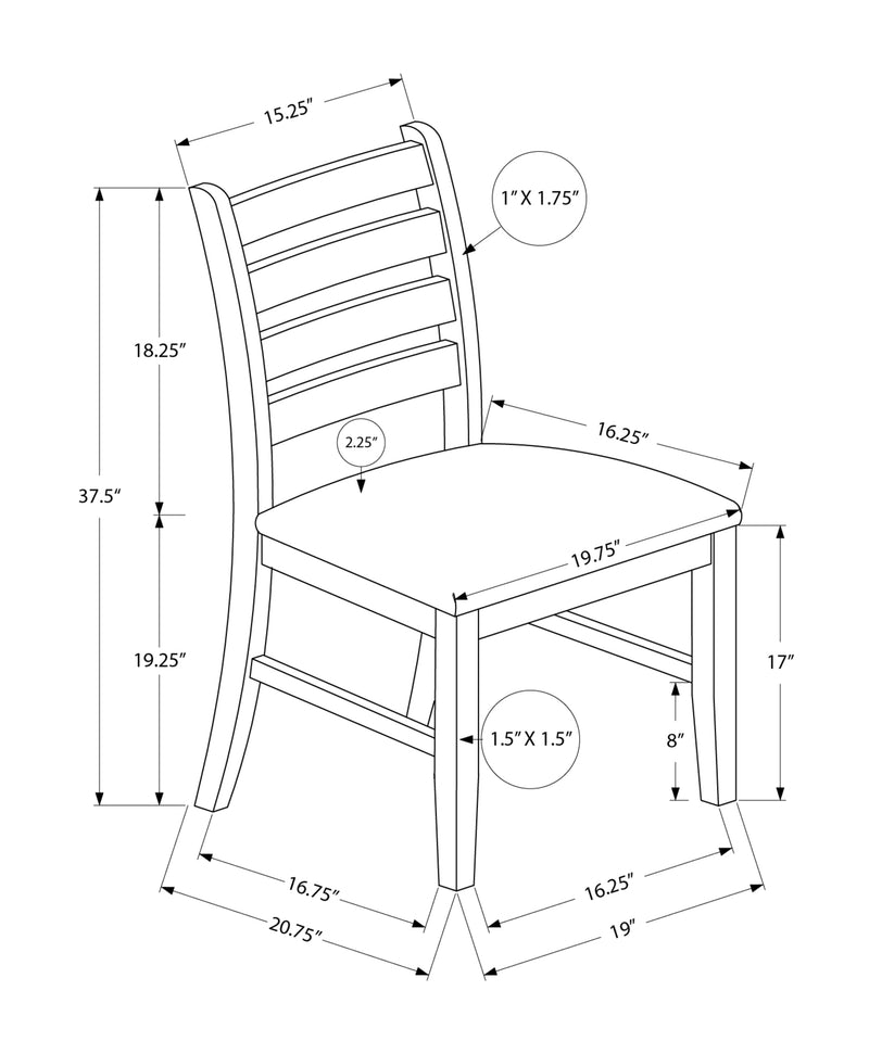 Lot de 2 chaises de salle à manger rembourrées, marron antique, style transitionnel