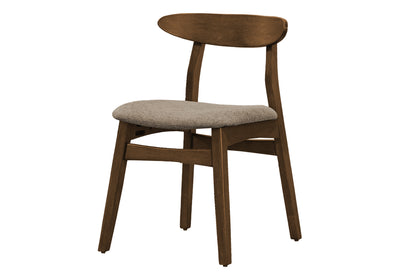 Lot de 2 chaises de salle à manger modernes rembourrées, noyer foncé, tissu beige