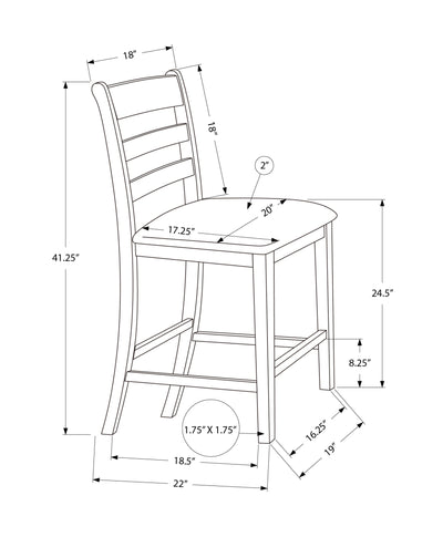 Ensemble de 2 chaises de salle à manger rembourrées à hauteur de comptoir, hauteur de 44 po - Chaises d'appoint de transition pour salle à manger ou cuisine