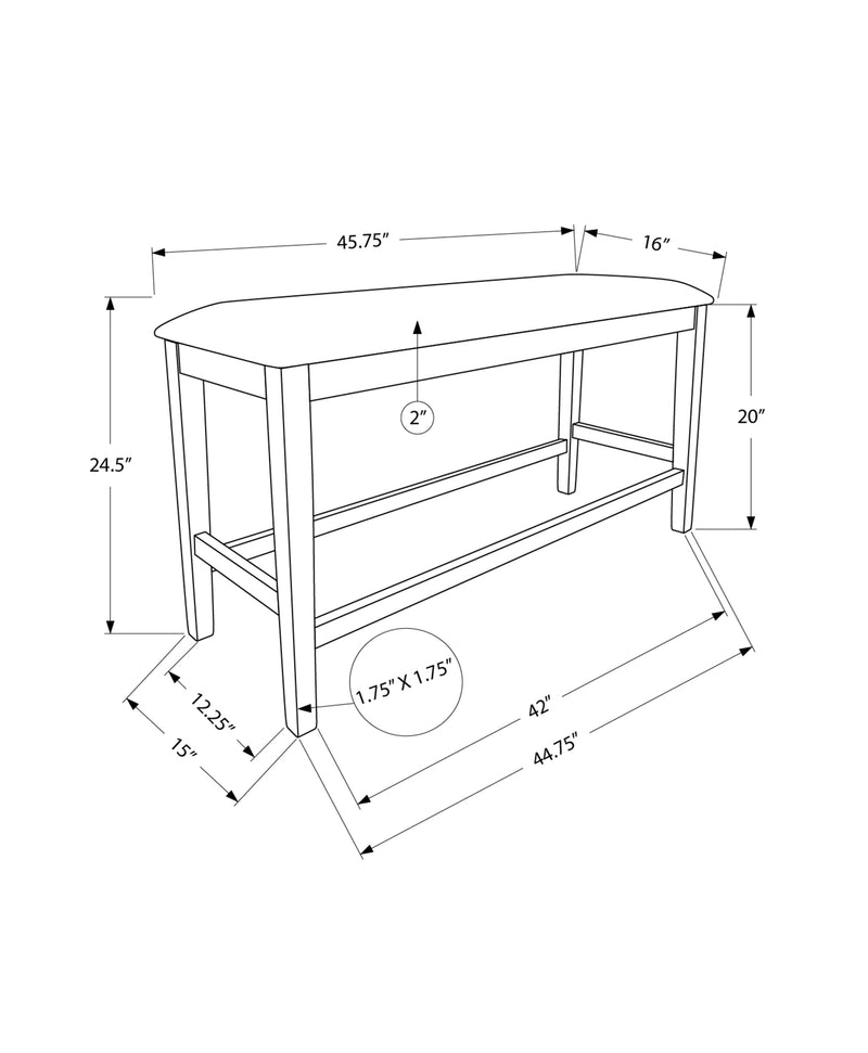 Banc, 42" Rectangulaire, Salle à manger, Cuisine, Rembourré, Bois, Transitionnel