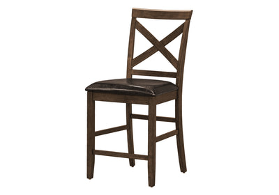 Lot de 2 chaises de salle à manger rembourrées en finition noyer foncé avec aspect cuir marron