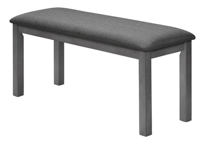 Banc rembourré en bois gris de 42 po - Style transitionnel pour salle à manger, cuisine, entrée