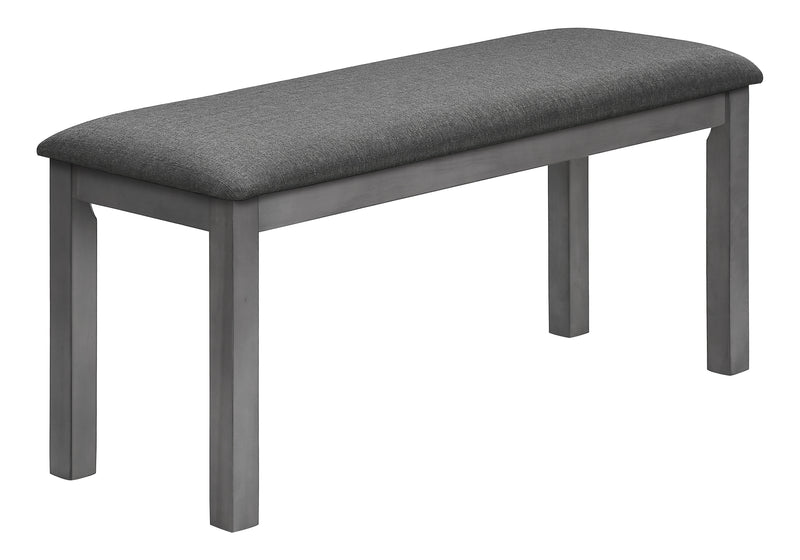 Banc rembourré en bois gris de 42 po - Style transitionnel pour salle à manger, cuisine, entrée