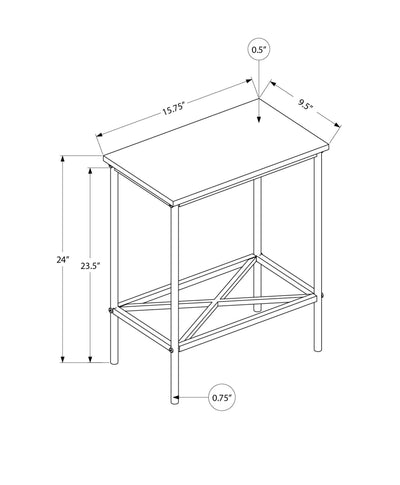 Table d'appoint, d'appoint, d'extrémité, étroite, petite, à 2 niveaux, salon, chambre à coucher, stratifié noir, métal noir, contemporain, moderne