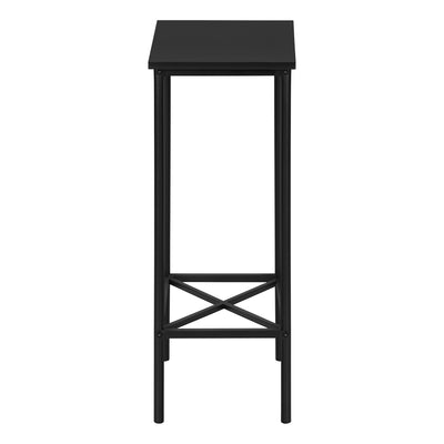 Table d'appoint, d'appoint, d'extrémité, étroite, petite, à 2 niveaux, salon, chambre à coucher, stratifié noir, métal noir, contemporain, moderne