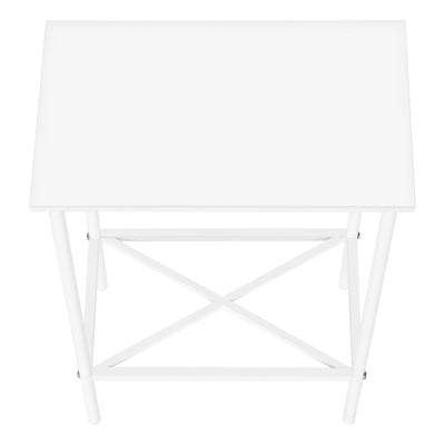 Small White Metal Accent Table 2 Tier - Modern Living Room End Table