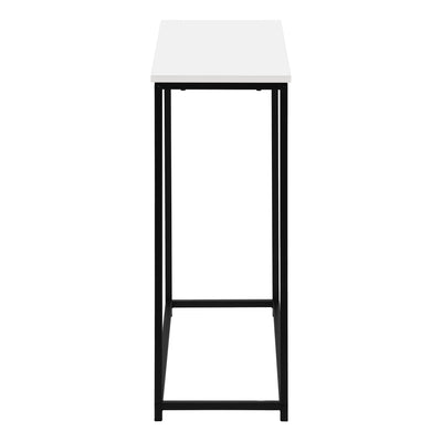 Table d'appoint, Console, Entrée, Étroit, Canapé, Salon, Chambre à coucher, Stratifié blanc, Métal noir, Contemporain, Moderne