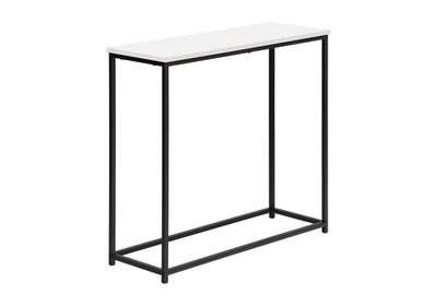 Table d'appoint, Console, Entrée, Étroit, Canapé, Salon, Chambre à coucher, Stratifié blanc, Métal noir, Contemporain, Moderne