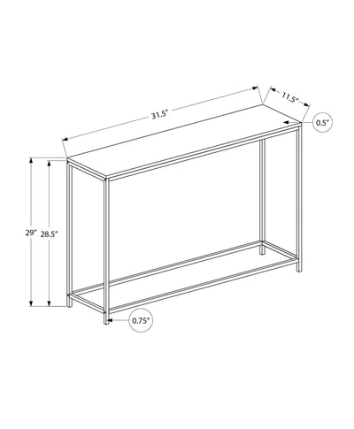 Table d'appoint, Console, Entrée, Étroit, Canapé, Salon, Chambre à coucher, Stratifié blanc, Métal noir, Contemporain, Moderne