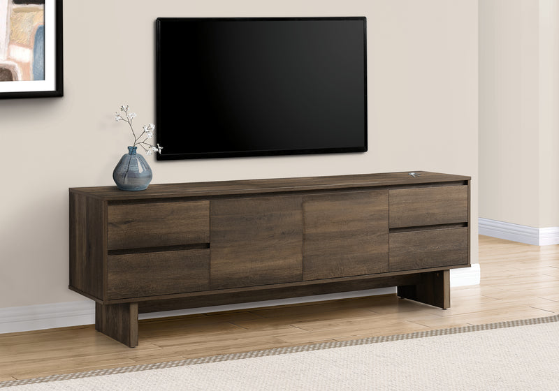 72 Inch TV Stand Console Media Entertainment Center Brown Laminate Transitional