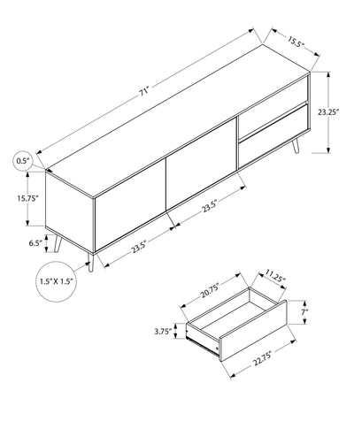 Console de meuble TV 72 pouces Centre de divertissement multimédia Stratifié Noyer