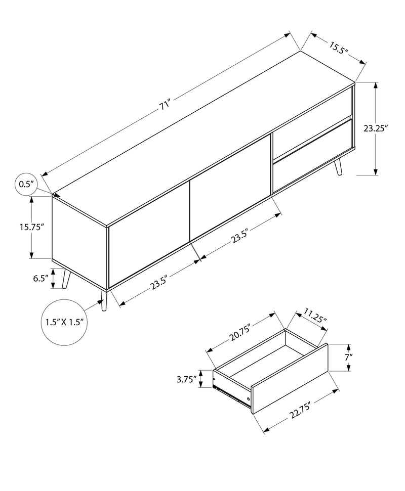 Console de meuble TV 72 pouces Centre de divertissement multimédia Stratifié Noyer