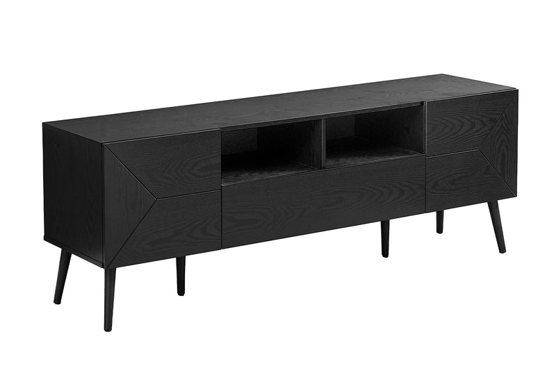 72 Inch TV Stand Console Black Laminate Mid Century Modern