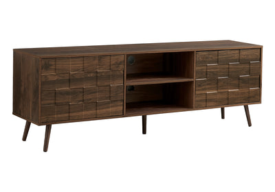 72 Inch Walnut Laminate TV Stand Console Media Storage Cabinet - Mid Century Design for Bedroom or Living Room