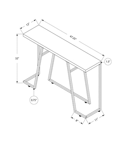 Contemporary Brown Laminate Console Table with Chrome Metal Base