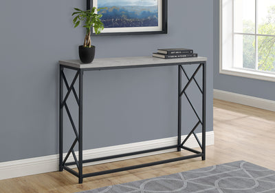 Table d'appoint contemporaine en stratifié gris avec cadre en métal noir