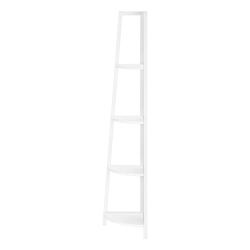 Contemporary White 4 Tier Bookshelf 60"H for Office or Bedroom