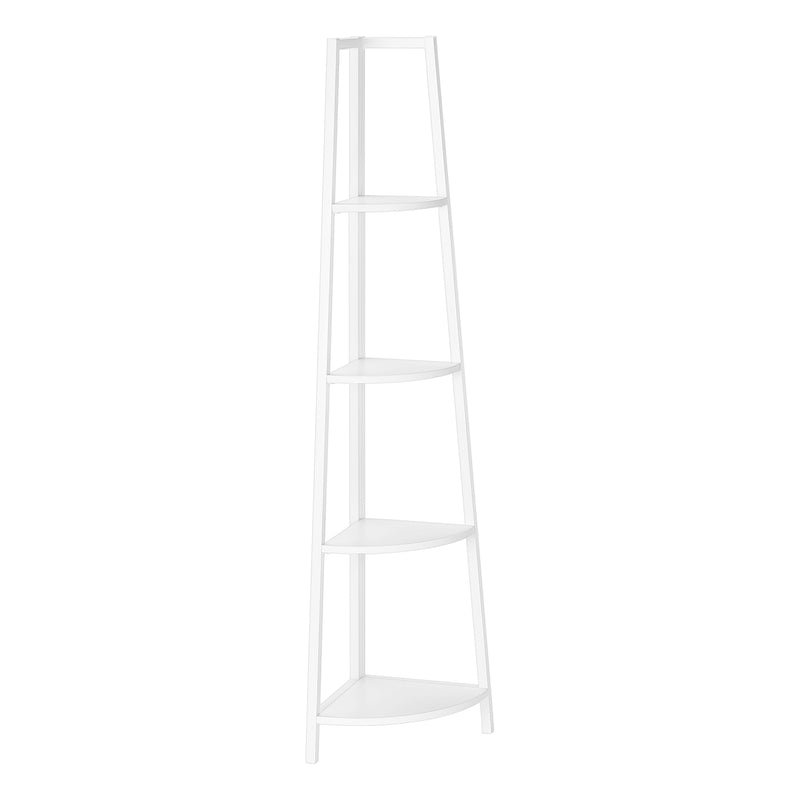 Contemporary White 4 Tier Bookshelf 60"H for Office or Bedroom