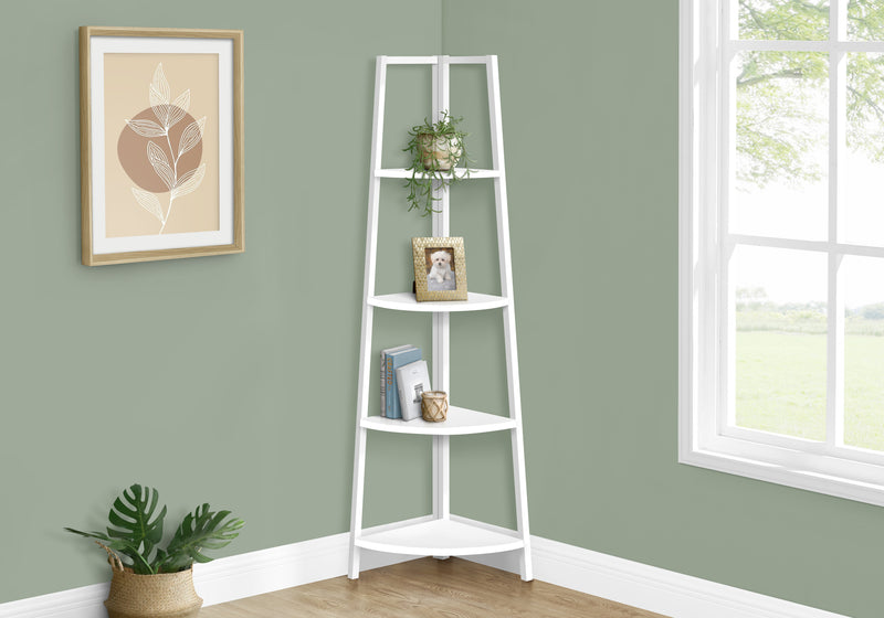 Contemporary White 4 Tier Bookshelf 60"H for Office or Bedroom