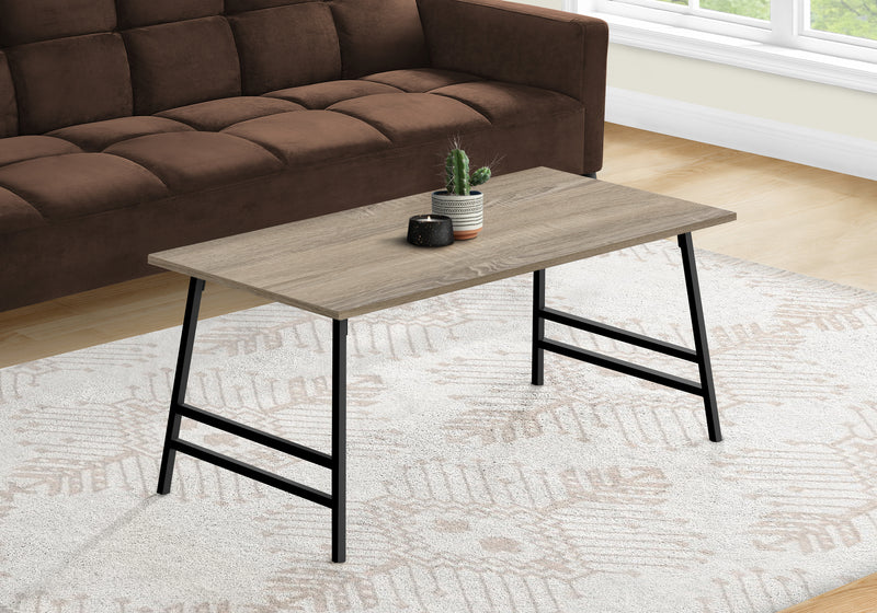 Modern Brown Laminate Coffee Table with Black Metal Frame - 40"L Rectangular Accent for Living Room