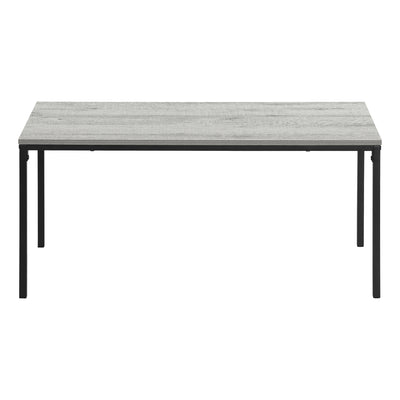 Modern Grey Laminate Coffee Table - 40"L Rectangular Accent Table with Black Metal Base for Living Room