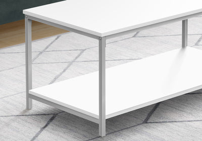 Modern White Laminate Coffee Table - 40"L Rectangular Accent Cocktail Table