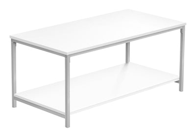 Modern White Laminate Coffee Table - 40"L Rectangular Accent Cocktail Table