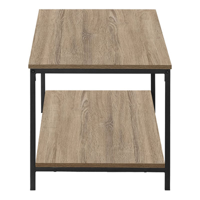 Modern Brown Laminate Coffee Table with Black Metal Frame - 40"L Rectangular Accent for Living Room