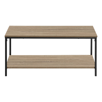 Modern Brown Laminate Coffee Table with Black Metal Frame - 40"L Rectangular Accent for Living Room