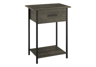 Contemporary 2 Tier Accent Table with Storage Drawer - Dark Bronze Laminate