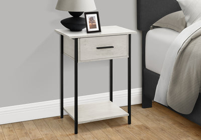 Contemporary 2 Tier Accent Table with Storage Drawer - Washed Oak Laminate