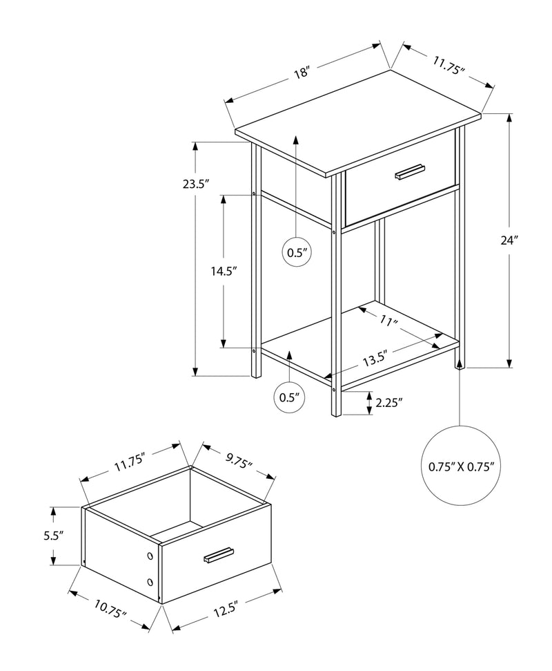 Contemporary 2 Tier Accent Table with Storage Drawer - Washed Oak Laminate