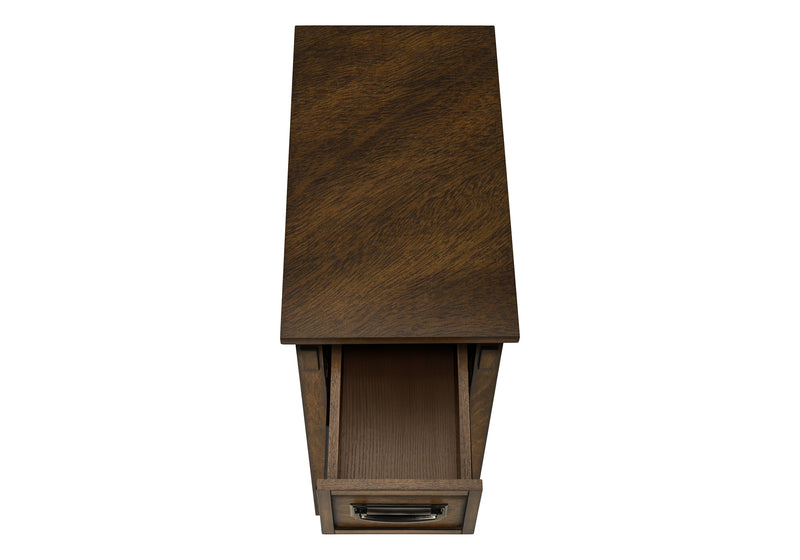 Transitional Brown Veneer Accent Table with Storage Drawer