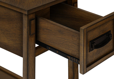 Transitional Brown Veneer Accent Table with Storage Drawer