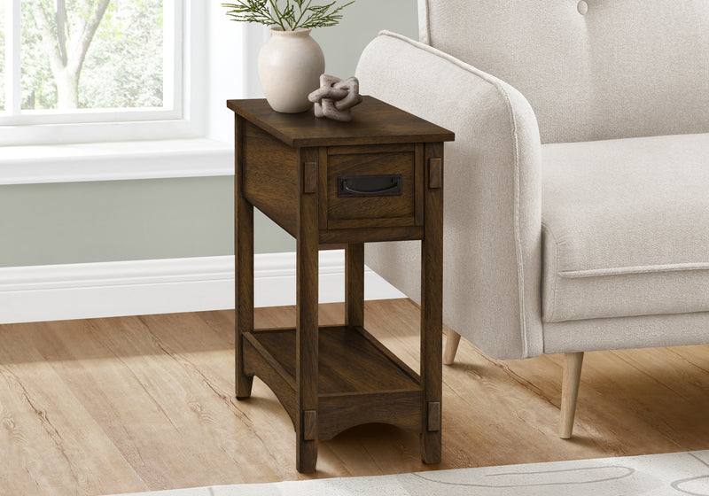 Transitional Brown Veneer Accent Table with Storage Drawer