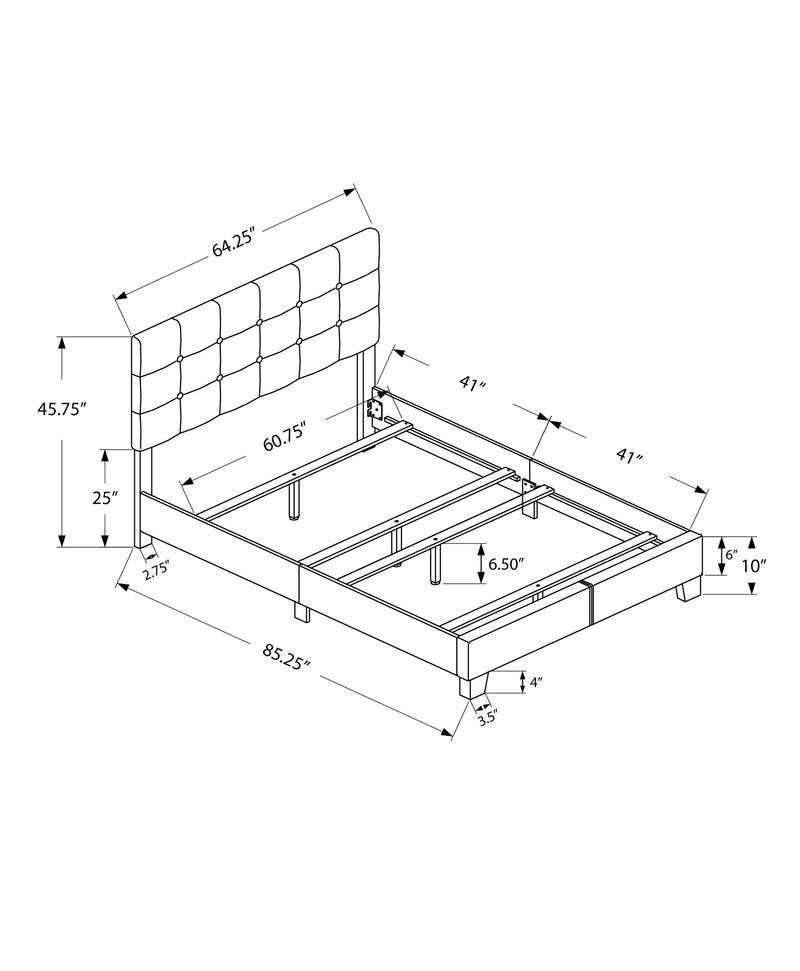 Queen Size Upholstered Bed Frame in Dark Grey Boucle for Transitional Bedroom