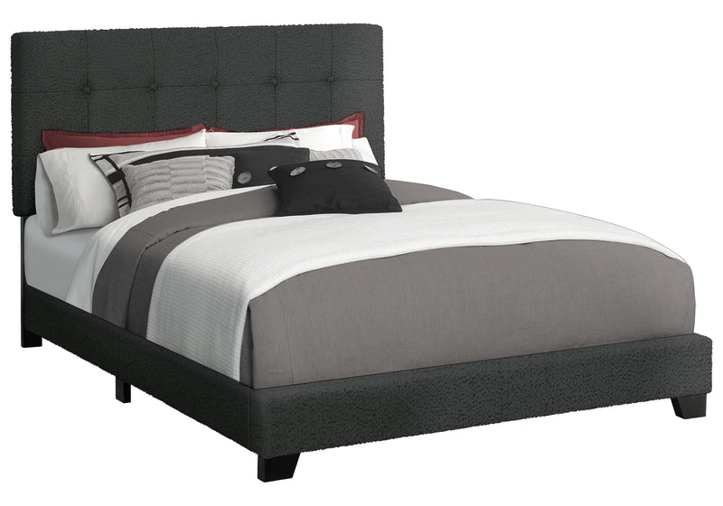 Queen Size Upholstered Black Boucle Bed Frame - Transitional Bedroom Decor