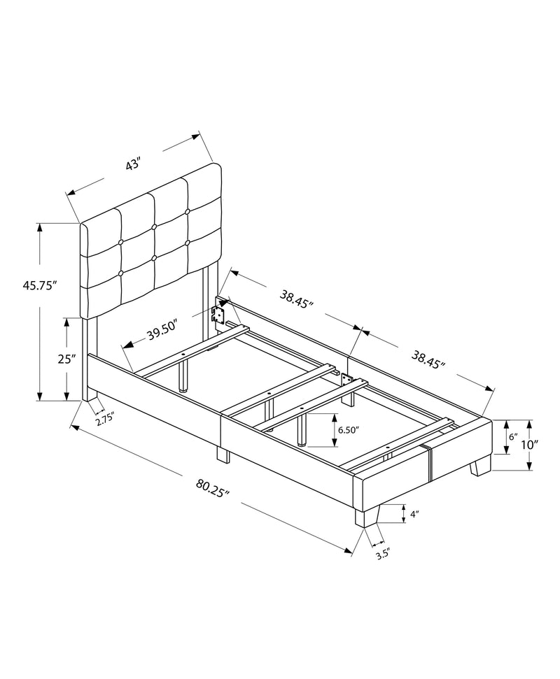 Cadre de lit rembourré bleu clair pour lit simple - Transition pour chambre d&