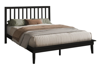 Cadre de lit plateforme en bois noir de taille Queen contemporain - Essentiels de la chambre à coucher