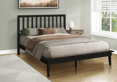 Contemporary Queen Size Black Wood Platform Bed Frame - Bedroom Essentials