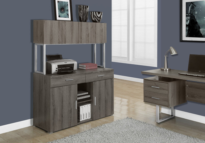 Tiroirs de rangement de bureau en stratifié marron contemporain - Classeur en métal gris moderne