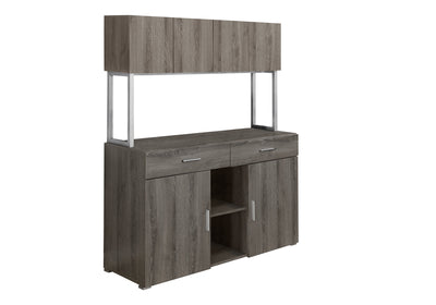 Tiroirs de rangement de bureau en stratifié marron contemporain - Classeur en métal gris moderne