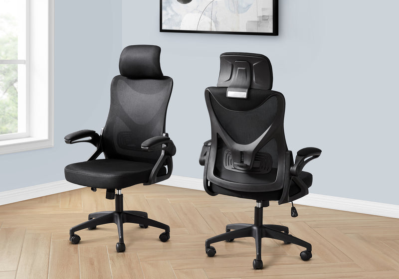 Modern Black Mesh Office Chair - Ergonomic Adjustable Height Swivel Work Chair