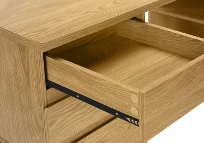 Bureau d'ordinateur en stratifié marron en forme de L de 60 po avec tiroirs de rangement - Solution de bureau à domicile moderne